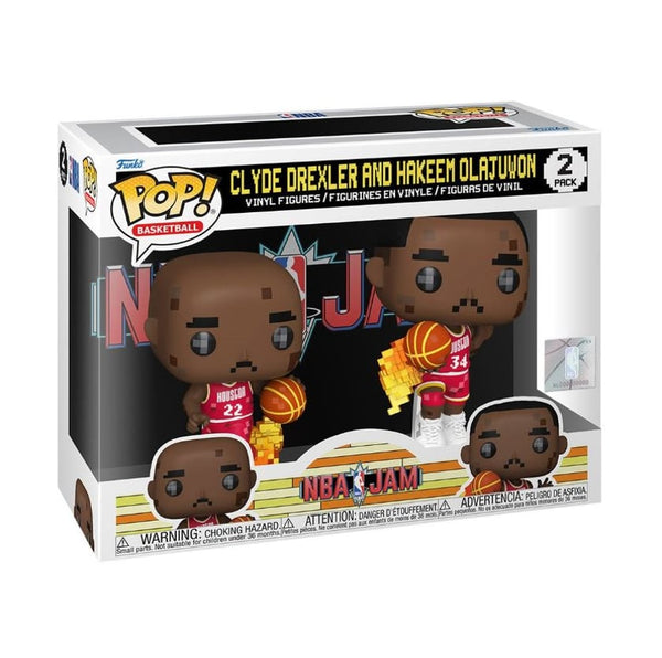 Funko Pop! NBA JAM 8‑Bit Houston Rockets – Hakeem Olajuwon & Clyde Drexler (Future Collectible)